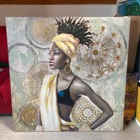 Quadro moderno 100x100 – Ritratto femminile afro