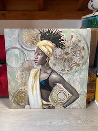 Quadro moderno 100x100 – Ritratto femminile afro