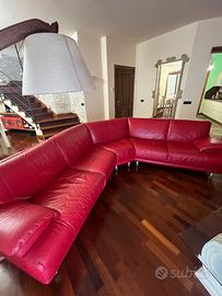 Divano angolare in pelle rossa – 5 posti