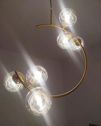 Lampadario oro con Sfere in vetro