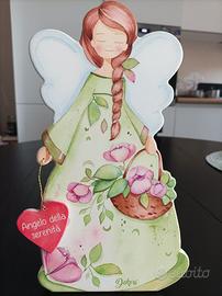 Dekori angelo custode in legno