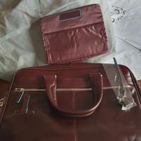 borsa porta PC e documenti in pelle PIQUADRO blue