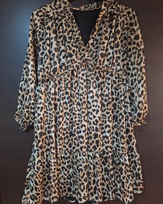 Vestito longuette leopardato con lustrini - Nuovo