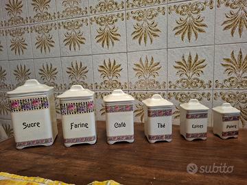 Set di 6 barattoli da cucina vintage 