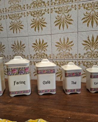 Set di 6 barattoli da cucina vintage 