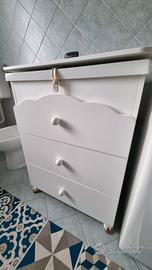 Fasciatoio Prenatal bianco completo di vaschetta. 