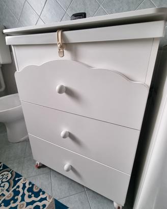 Fasciatoio Prenatal bianco completo di vaschetta. 
