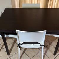 TAVOLO colore wengé -  6 SEDIE colore bianco