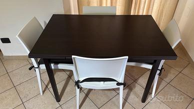 TAVOLO colore wengé -  6 SEDIE colore bianco