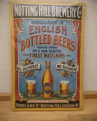 INSEGNA NOTTHING HILL BREWERY CO IN METALLO SMALTA