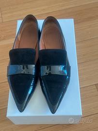 Scarpe flat Celine in vernice e camoscio nero n 39
