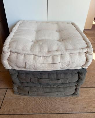 Set 3 cuscini da terra 43x43 cm- impilabili (pouf)