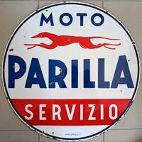 MOTO PARILLA insegna bifacciale smaltata 1950 orig