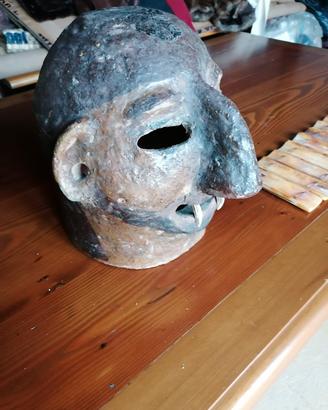 Maschera Elmo sciamanica antica Nepal terracotta