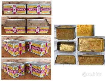 Lotto scatole latta biscotti Plasmon Mellin '60