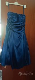 Abito elegante blu navy satinato 
