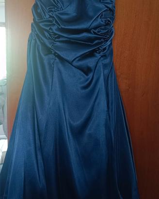 Abito elegante blu navy satinato 