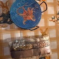 Set 8 sottobicchieri mosaico con strass oceano