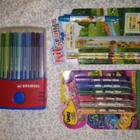 Set pennarelli a colori , glitter e matite