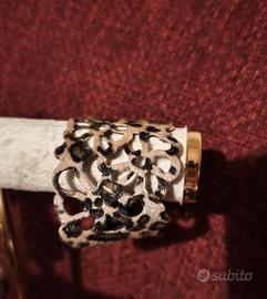 Bracciale a fascia in cavallino animalier