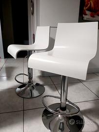 Coppia di sgabelli acciaio e legno