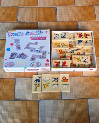 gioco domino legno animali bambini montessori 28 p