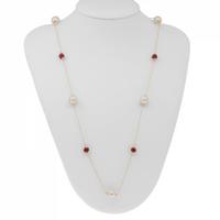 Collana oro 18kt, perle e rubini naturali