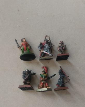 Lotto 6 Miniature in Metallo D&D da Gioco di Ruolo