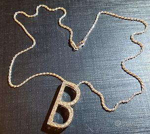 ciondolo artigianale oro bianco con catenina
