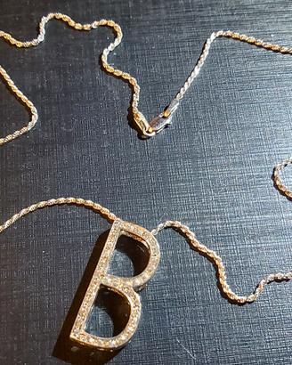 ciondolo artigianale oro bianco con catenina