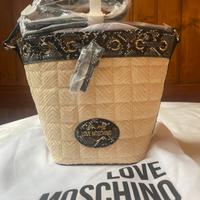 Borsa spallasecchiello love moschino  pitone rafia