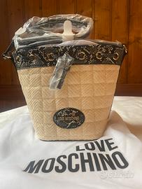 Borsa spallasecchiello love moschino  pitone rafia