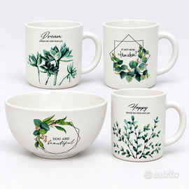 Set H&H 4 pezzi tazze ciotola botanico