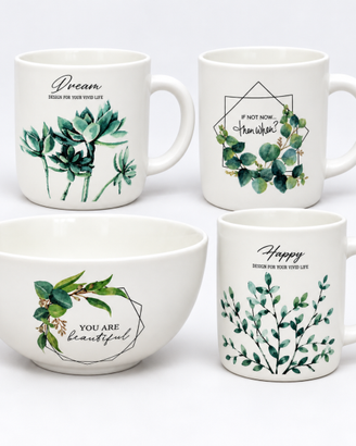 Set H&H 4 pezzi tazze ciotola botanico
