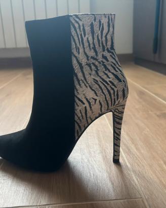 Stivaletto bianco nero zebrato animalier