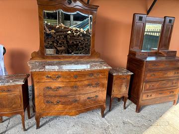 Set mobili camera vintage legno e marmo
