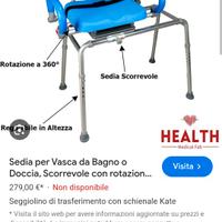 Sedia doccia per disabile più deambulatore ascell