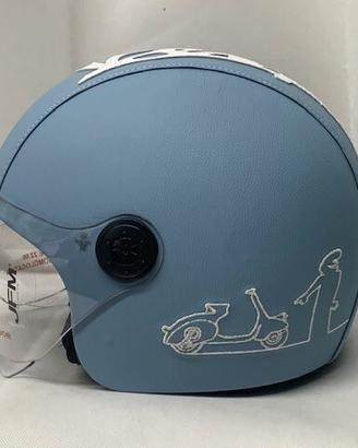 casco la linea vespa rivestito ecopelle azzurro ri