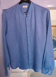 Zara Man camicia stile coreano blu manica lunga XL