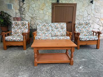 Set salotto da esterno/interno in legno massiccio