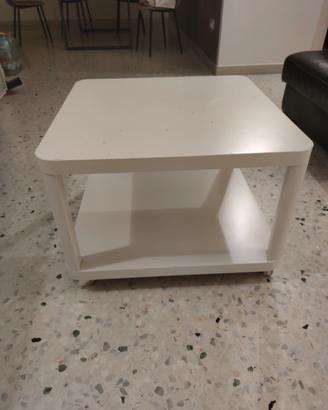 Tavolino da salotto bianco 64x64 cm con ruote