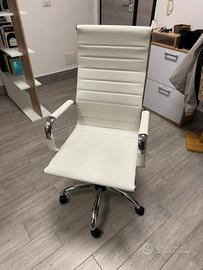 Sedia da ufficio similpelle bianca