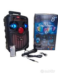 Cassa bluetooth portatile karaoke 300 watt pmpo 