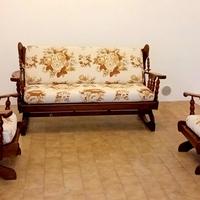 Set divano poltrone a dondolo con tappezzeria