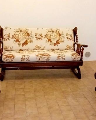 Set divano poltrone a dondolo con tappezzeria