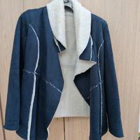 Giacca/Cappotto Donna Blu Scuro - Effetto Scamosci