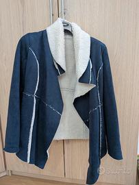 Giacca/Cappotto Donna Blu Scuro - Effetto Scamosci