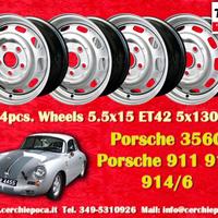 4 pz. cerchi Porsche OE steel 5.5x15 ET42 356 C SC