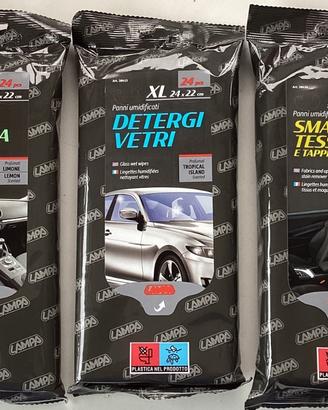 3 pacchi panni umidificati per pulizia auto