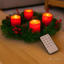 Corona dell'Avvento artificiale 45 cm con 4 candel